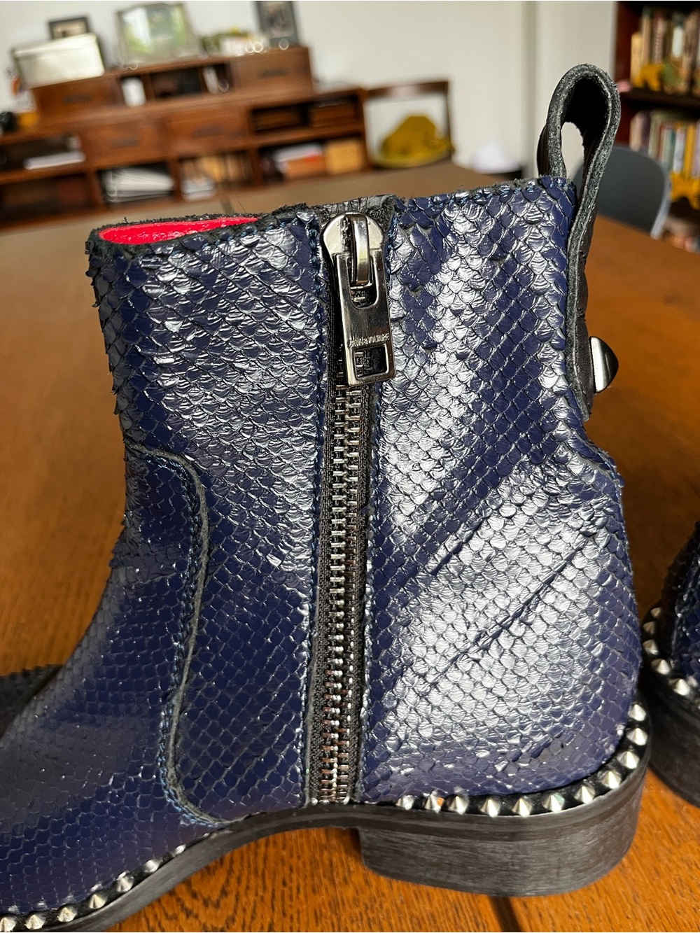 Cobalt blue leather textured boots by Zadig & Voltaire Sz 39 - Picture 4 of 17